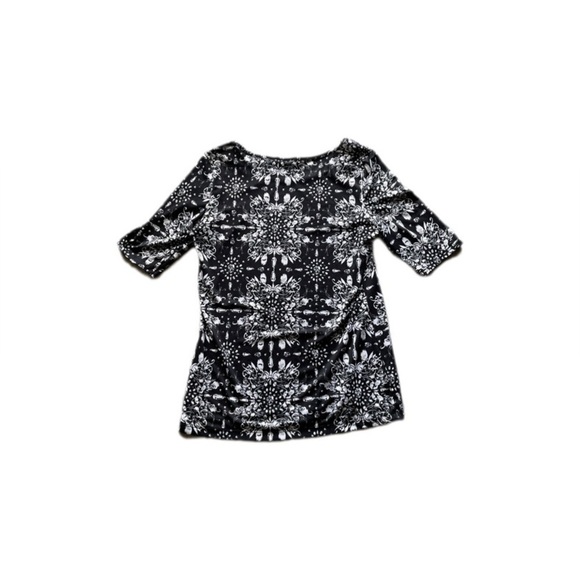 Kim Rogers Black White Patterned 3/4 Sleeve Dressy Blouse Women’s Large - Picture 2 of 9